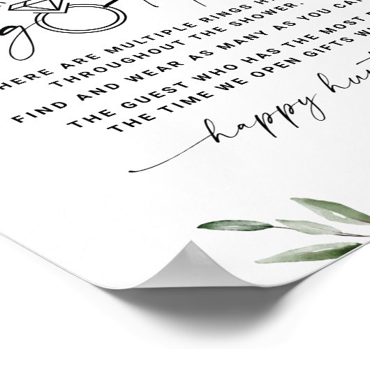 Ring Hunt Brautparty Game Sign Grüne Themed Poster (Ecke)