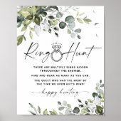Ring Hunt Brautparty Game Sign Grüne Themed Poster (Vorne)