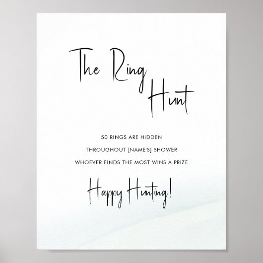 Ring Hunt Brautparty Game Soft Green Wash Poste Poster (Vorne)