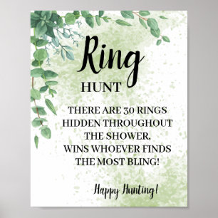 Ring Hunt Eukalyptus Brautparty Spiel Schild