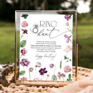 Ring Hunt Floral Brautparty-Spielschild Poster