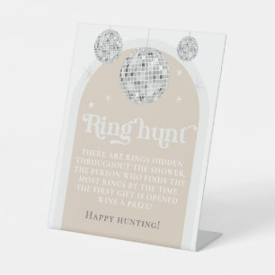 Ring Hunt Game Disco Ball Brautparty Sockelschild