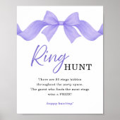 Ring Hunt Hochzeitsdusche Spiel Schild mit violett (Vorne)