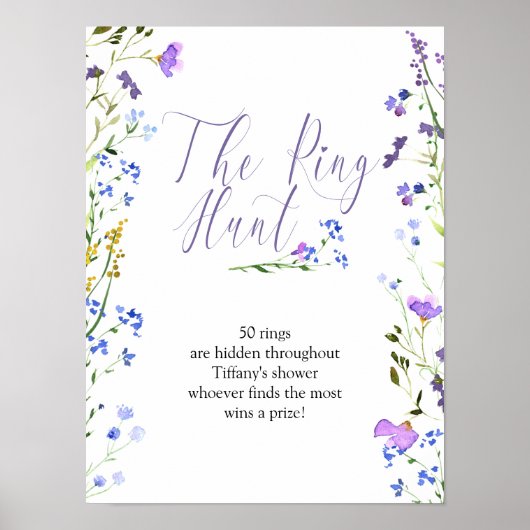 Ring Hunt Lila Wildblume Brautparty Poster (Vorne)