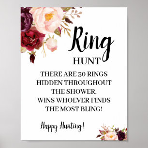 Ring Hunt Marsala Brautparty Spiel Schild