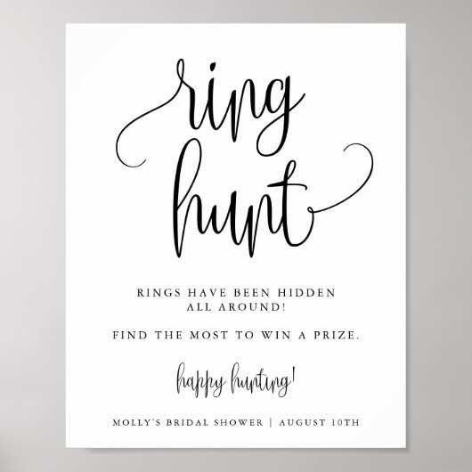 Ring Hunt Showspiel, Minimalistische Kalligrafie Poster (Vorne)