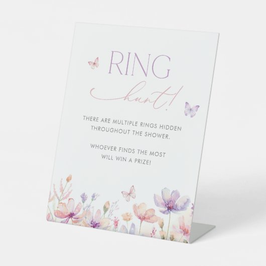 Ring Hunt Sign Bridal Shower Game Butterfly Sockelschild (Vorderseite)