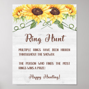 RING HUNT Sonnenblumen Brautparty Spiel Schild