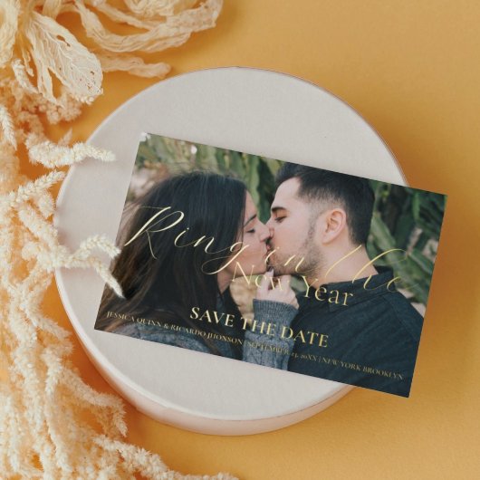 Ring im neuen Jahr Hochzeit speichern Sie das Datu Folieneinladung