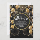 Ring in der Schwarzen Party Einladung des Neujahrs (Vorderseite)