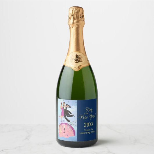 Ring in New Year Champagne Flasche Label Set Schaumweinetikett (Vorderseite)
