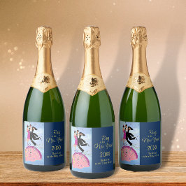 Ring in New Year Champagne Flasche Label Set Schaumweinetikett
