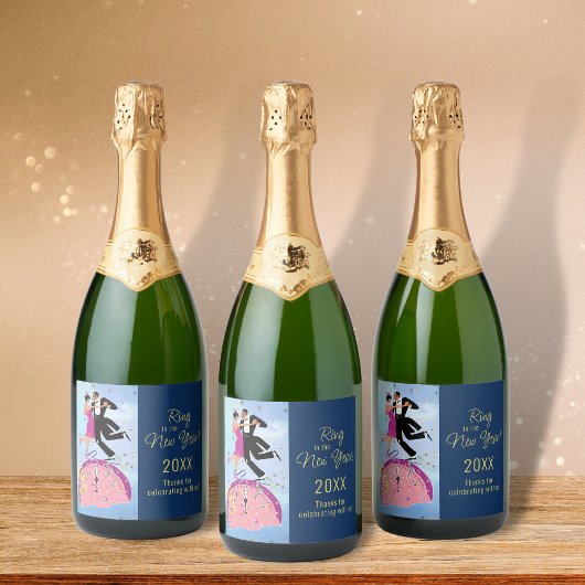 Ring in New Year Champagne Flasche Label Set Schaumweinetikett