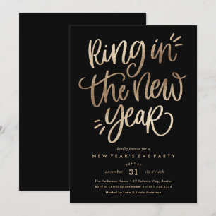 Ring in New Year Imitats Foil Party Einladung