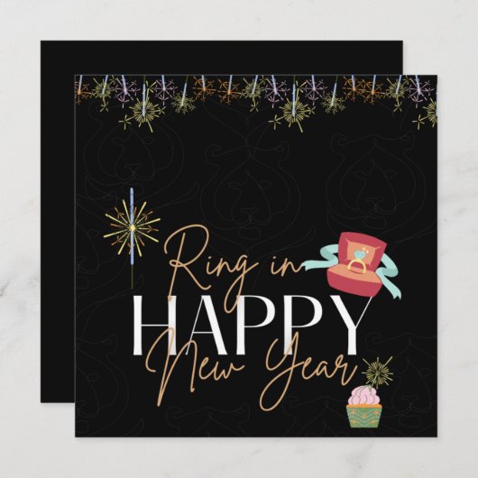 Ring In The New Year Faux Foil Party Invitation Einladung (Vorne/Hinten)