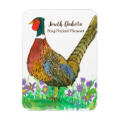 Ring Necked Pheasant Prairie Pasque Blume Custom Magnet (Vertikal)