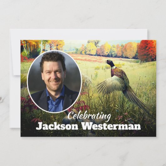 Ring Necked Pheasant Rooster Memorial Einladung (Vorderseite)