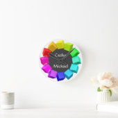 Ring of cubes in rainbow colors runde wanduhr (Zuhause)