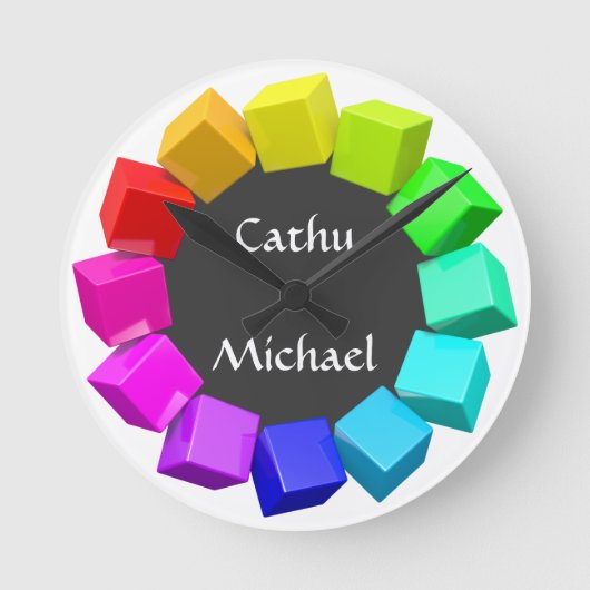 Ring of cubes in rainbow colors runde wanduhr (Vorderseite)