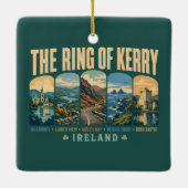 Ring of Kerry Ireland Landmarks Illustration Retro Keramikornament (Rückseite)