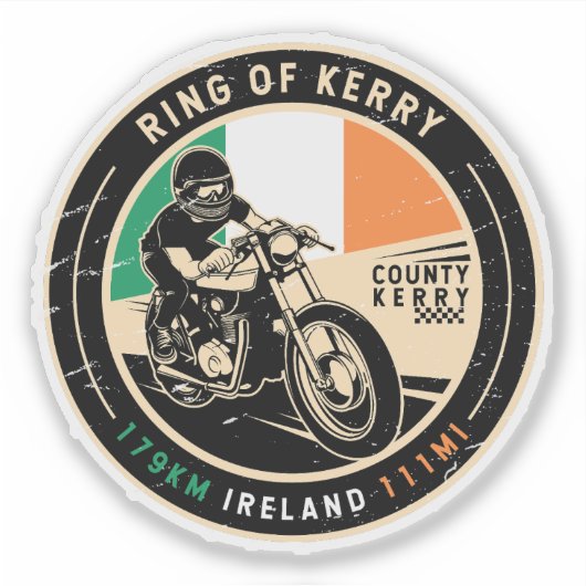 Ring of Kerry Ireland Motorrad Aufkleber (Vorderseite)