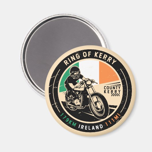 Ring of Kerry Ireland Motorrad Magnet (Vorderseite/Rückseite)
