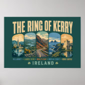 Ring of Kerry Irland Landmarks Illustration Retro Poster (Vorne)