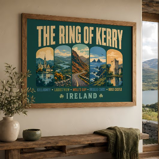 Ring of Kerry Irland Landmarks Illustration Retro Poster