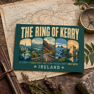 Ring of Kerry Irland Landmarks Illustration Retro Postkarte