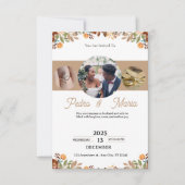 Ring Photo Floral Wedding Invitation Fall Garden Einladung (Vorderseite)