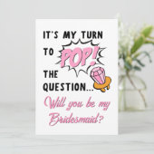Ring Pop Retro Funny Niedlich Bridesmaid Vorschlag Karte (Stehend Vorderseite)