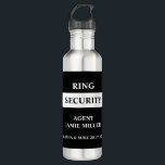 Ring Security Ring Bearer Agent  Edelstahlflasche<br><div class="desc">Make your ring bearer feel special with this custom name bottle. Bottle features agent style black and white design with text ring security and your wedding details . Click personalize to add your names or edit using design tool for further editing.</div>