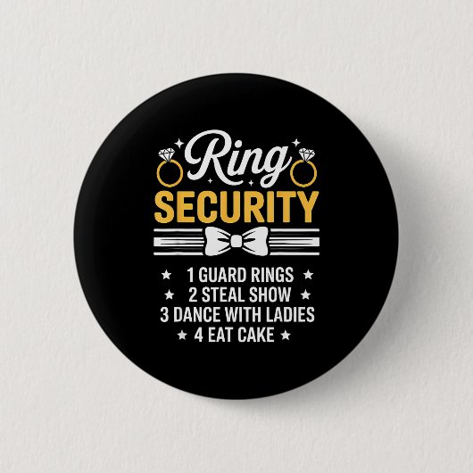 Ring Security Wedding Party Funny Ring Bearer  Button (Vorderseite)