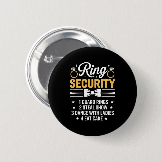 Ring Security Wedding Party Funny Ring Bearer  Button (Vorne & Hinten)