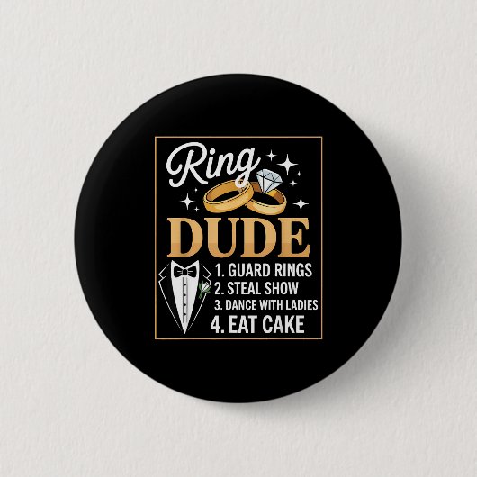 Ring Security Wedding Party Funny Ring Bearer  Button (Vorderseite)