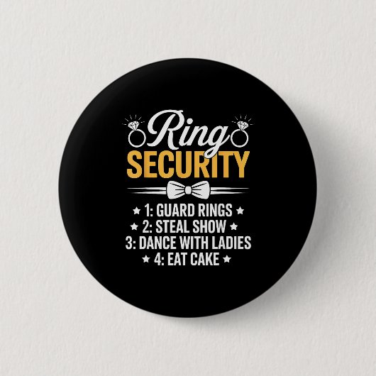 Ring Security Wedding Party Funny Ring Bearer  Button (Vorderseite)