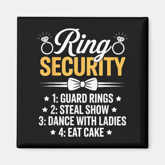 Ring Security Wedding Party Funny Ring Bearer Magnet (Vorne)