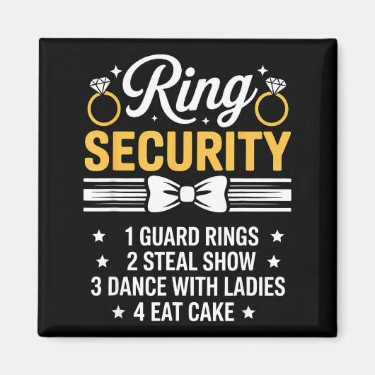 Ring Security Wedding Party Funny Ring Bearer  Magnet (Vorne)
