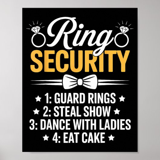 Ring Security Wedding Party Funny Ring Bearer  Poster (Vorne)