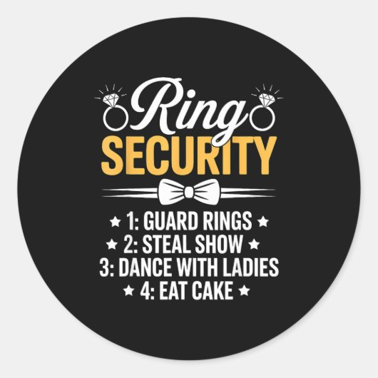 Ring Security Wedding Party Funny Ring Bearer  Runder Aufkleber (Vorderseite)