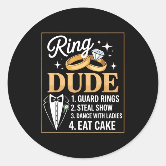 Ring Security Wedding Party Funny Ring Bearer Runder Aufkleber (Vorderseite)