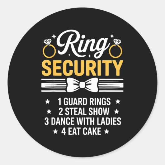 Ring Security Wedding Party Funny Ring Bearer  Runder Aufkleber (Vorderseite)