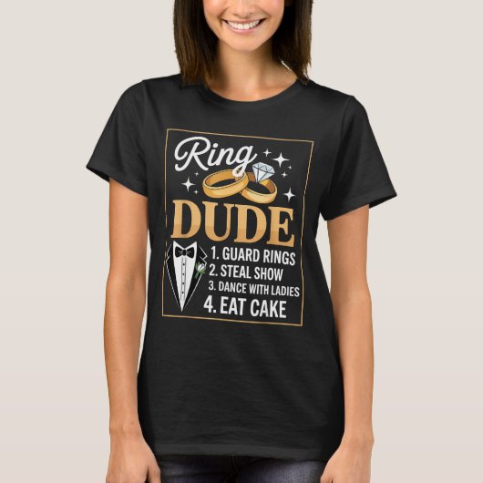 Ring Security Wedding Party Funny Ring Bearer T-Shirt (Vorderseite)