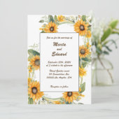 Ring Sonnenblumen: Personalisierte Einladung zur H (Stehend Vorderseite)