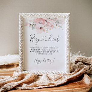 Ring-Suche Floral blush rosa gold Hochzeitsspiel Poster