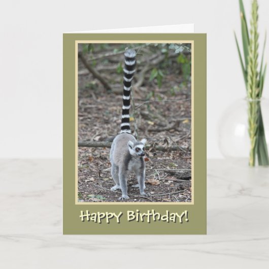 Ring-Tails Lemur Happy Birthday Karte (Vorderseite)