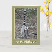 Ring-Tails Lemur Happy Birthday Karte (Gelbe Blume)