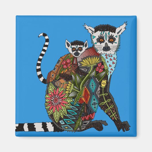Ring Tails Lemur Liebe blau Magnet (Vorne)