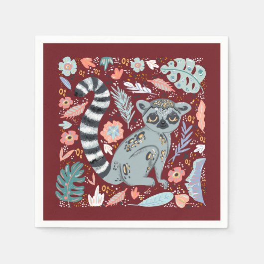 Ring Tegellemur Niedlich Floral Serviette (Vorderseite)