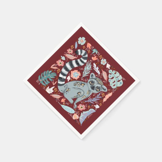 Ring Tegellemur Niedlich Floral Serviette (Ecke)